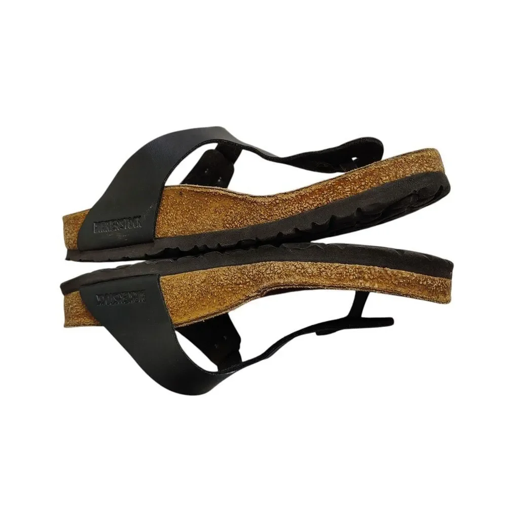 Birkenstock Gizeh Black Leather Sandals Size 39 (US 8–8.5) Cork Footbed Thong - Picture 3 of 8